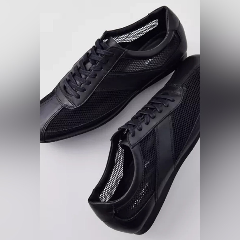 Vagabond Black Mesh & Leather Lace-Up Sneakers